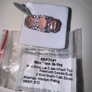 Peach and Rhodium Statement Ring “Wow Them Darling” Bomb Party RBP7041